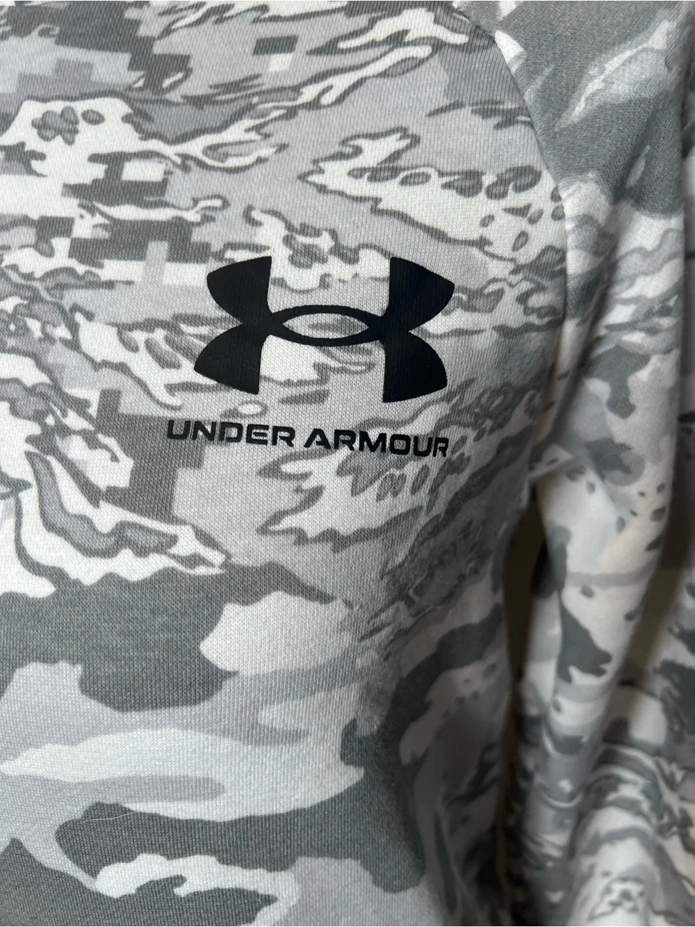Under Armour White and Gray Camo Pullover Hoodie